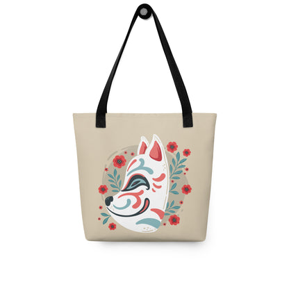 Japanese Kitsune Floral Tote Bag image 3