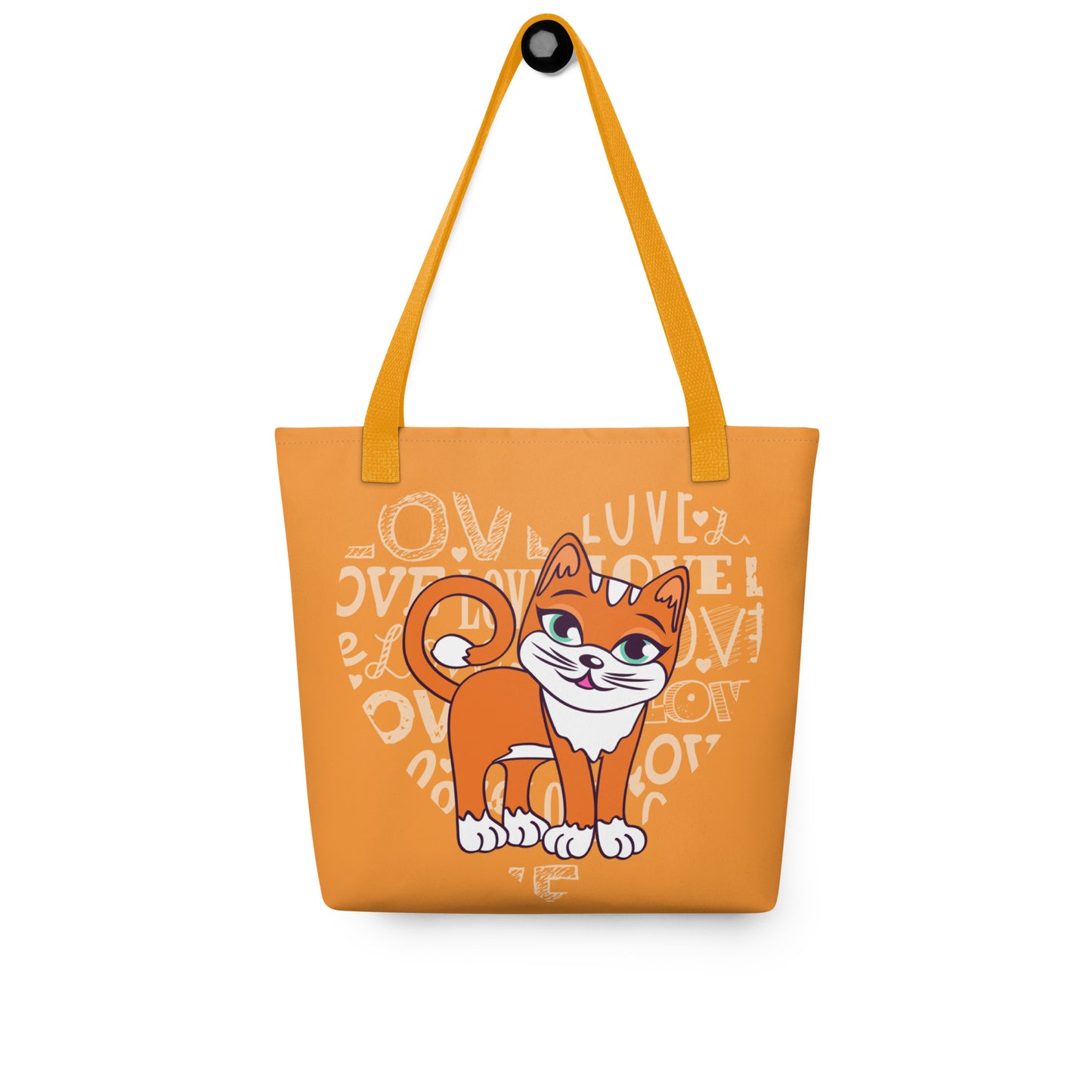 Orange Cat Love Heart Tote Bag image 3