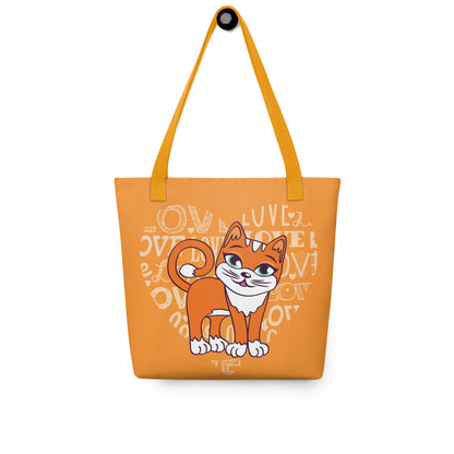 Orange Cat Love Heart Tote Bag image 3