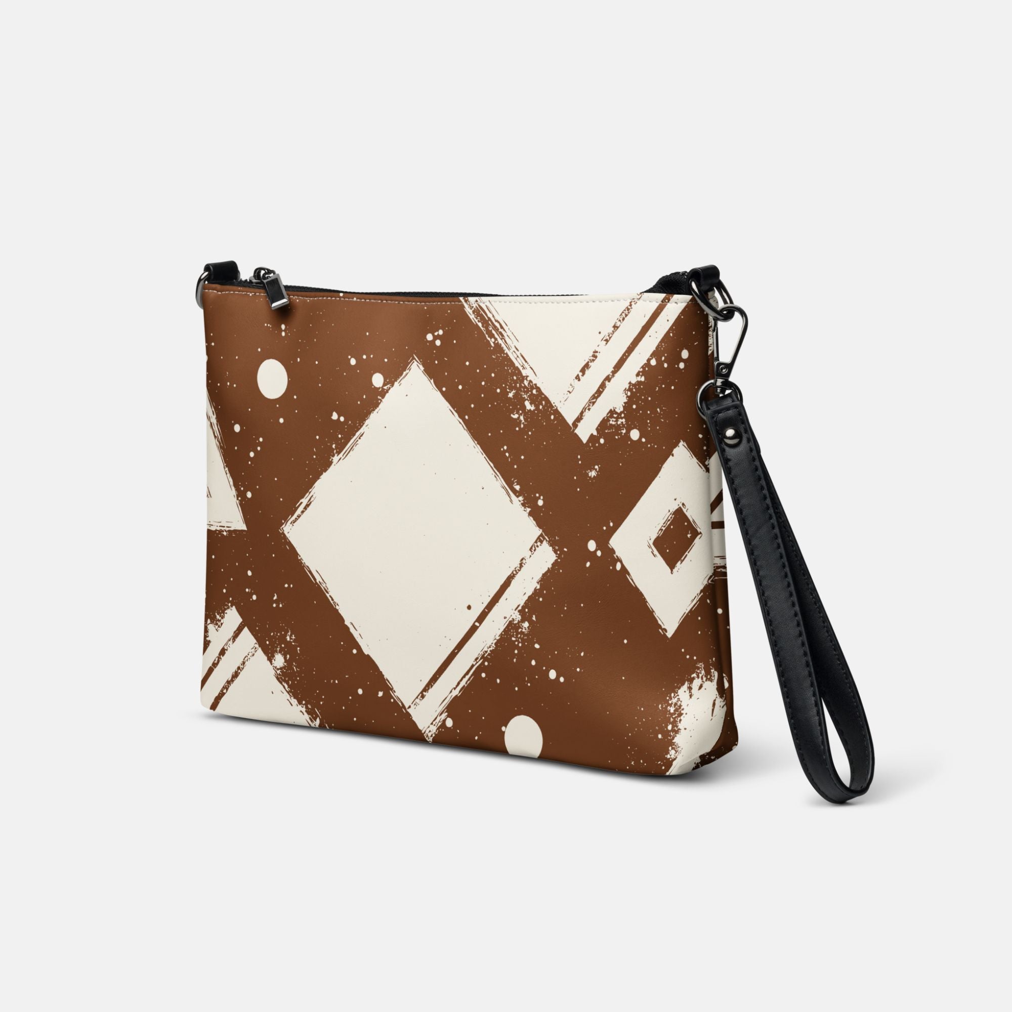 Brown and White Geometric Crossbody Sling Bag image 0