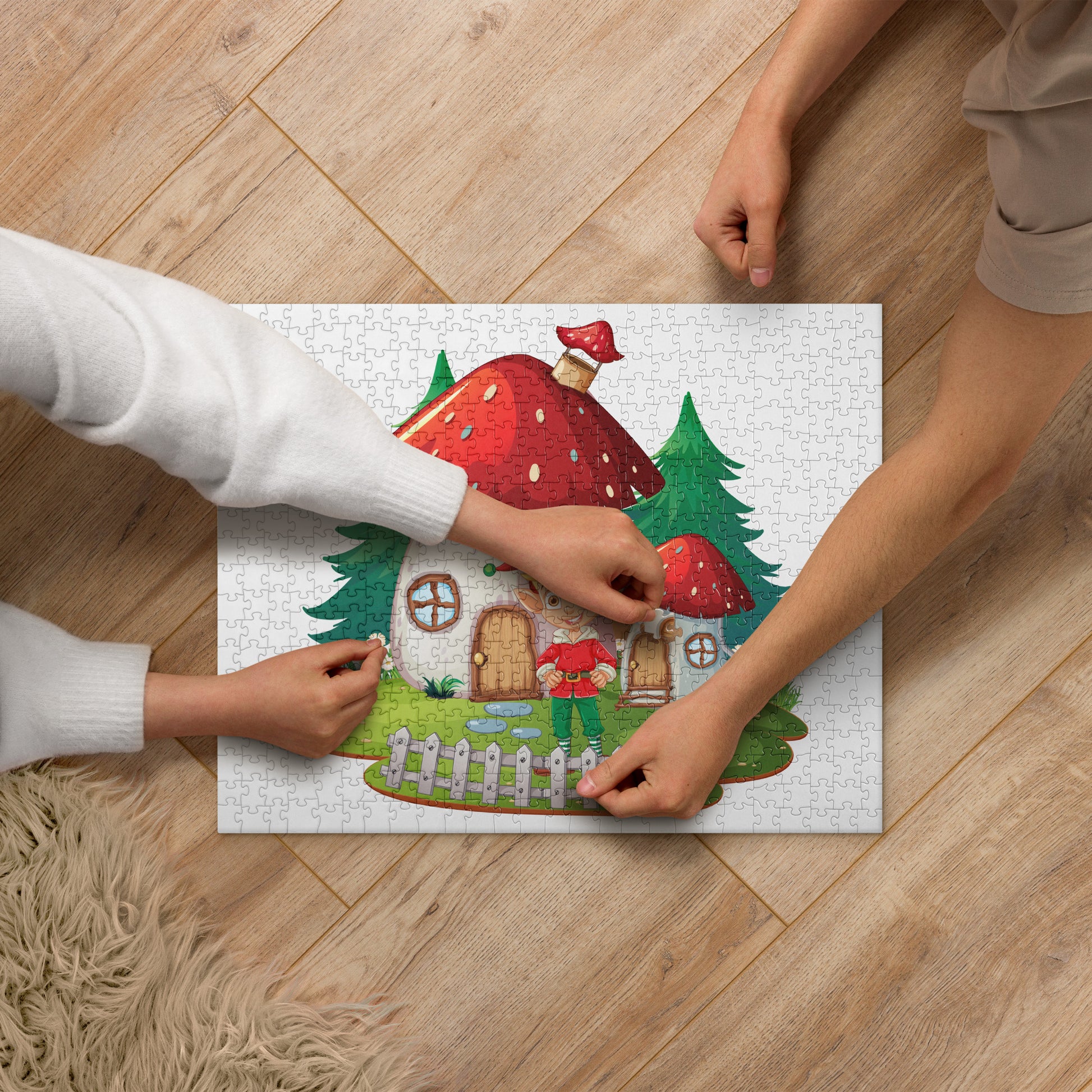 Charming Elf and Mushroom Home Jigsaw Puzzle image 1