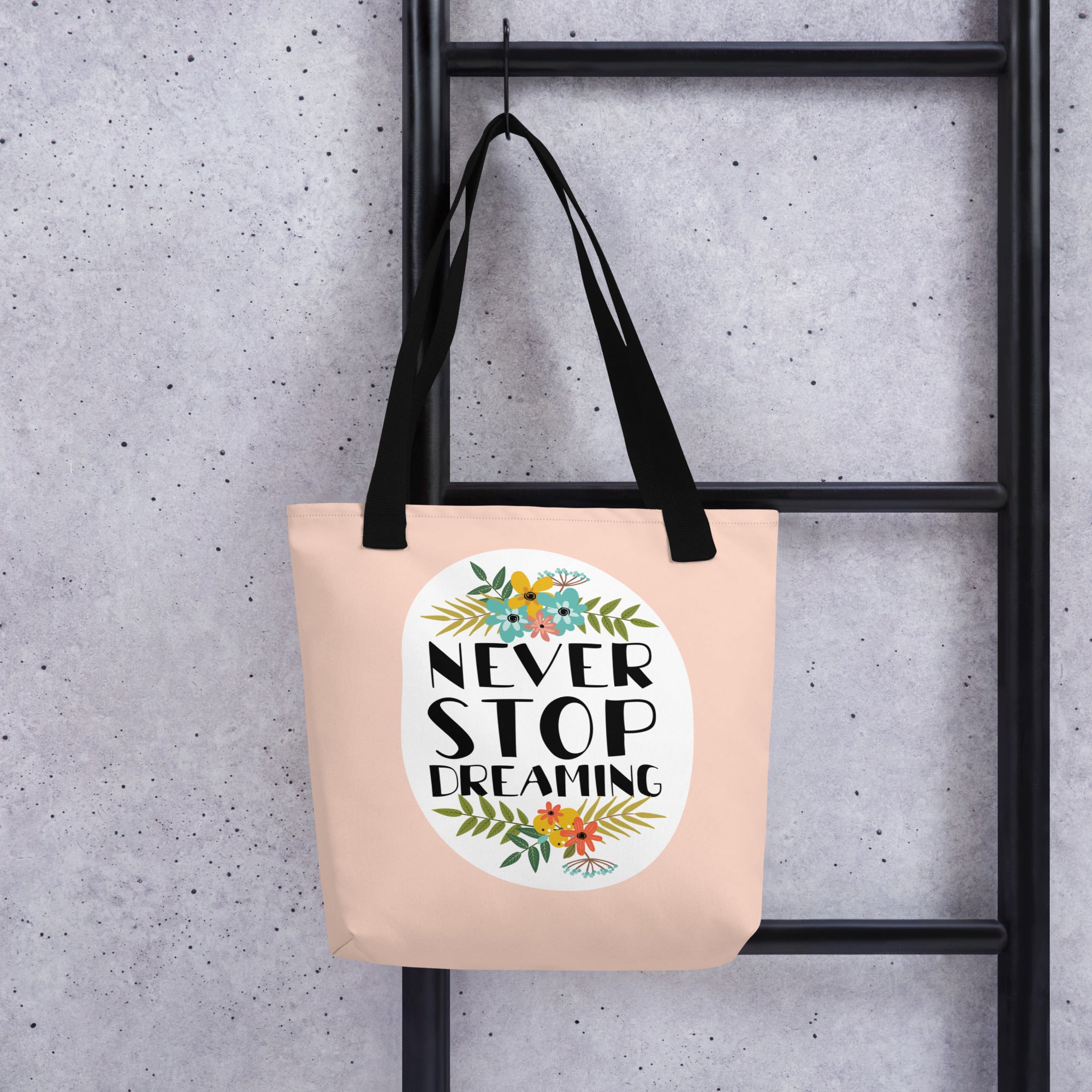 Dream Big Floral Tote Bag image 1