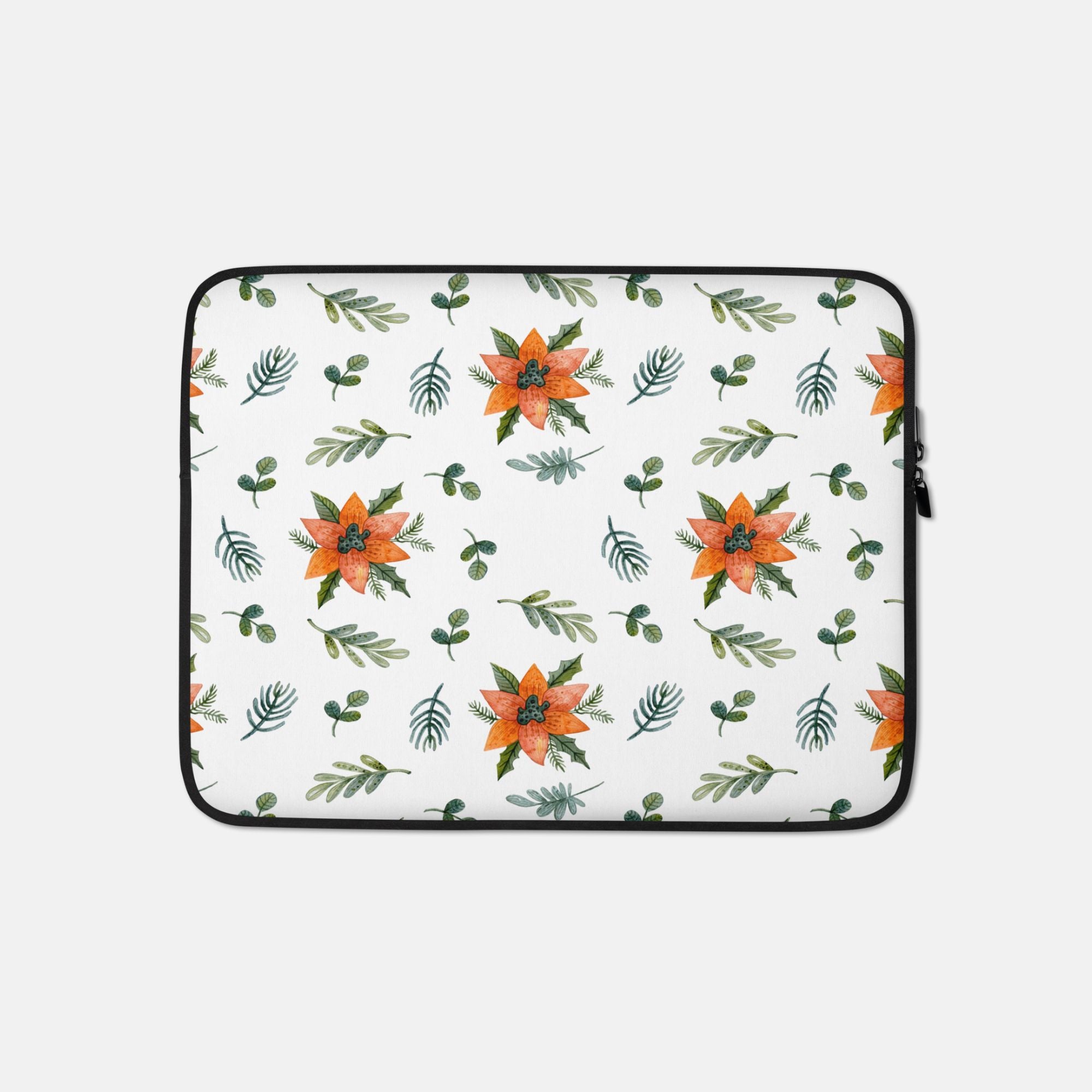 Orange Lilly Floral Laptop Sleeve image 0