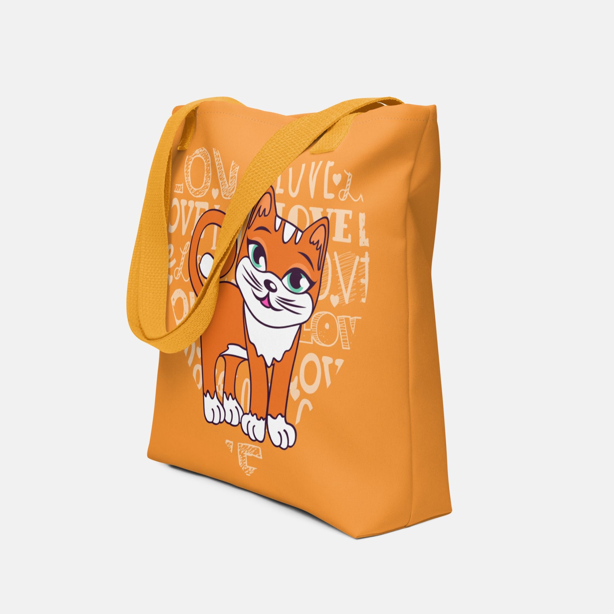 Orange Cat Love Heart Tote Bag image 0