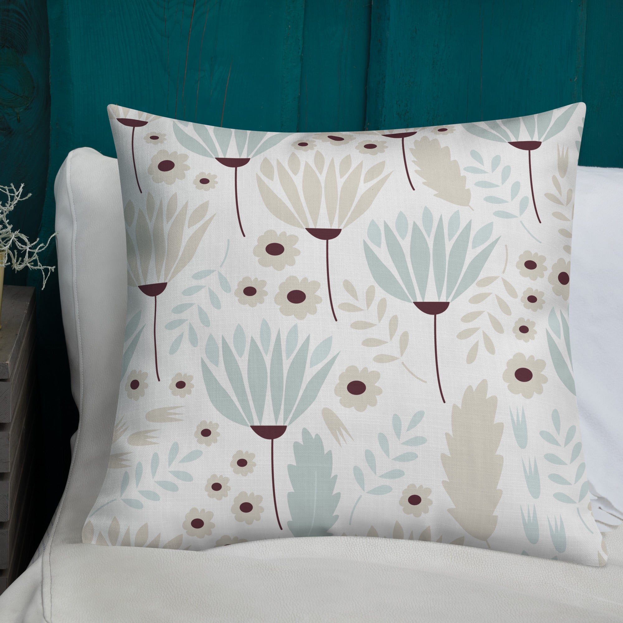Flower and Leaf Pattern Pillow image 1
