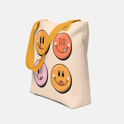 Colorful Retro Emoji Tote Bag image 0