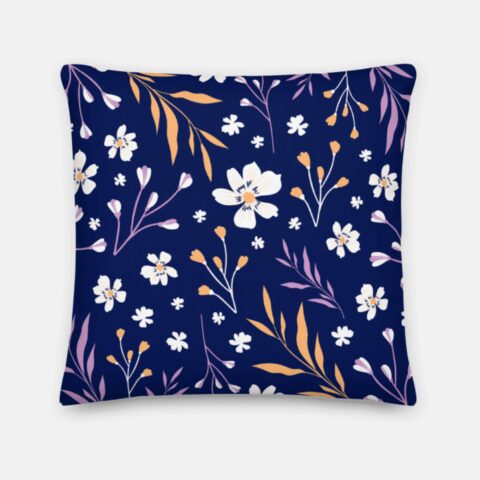 Navy Blossom Botanical Pillow