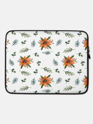 Orange Lilly Floral Laptop Sleeve