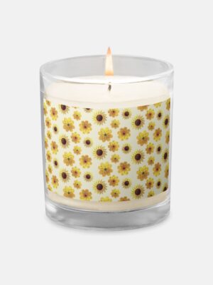 Sunflower Daisy Bloom Glass Jar Candle