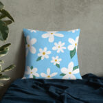 Handdrawn Style Daisies Floral Pillow