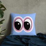 Blue Cute Eyes Pillow