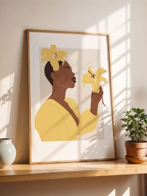 Minimalist-Woman-with-Yellow-Lily1