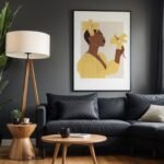 Minimalist Woman with Yellow Lily Wall Art – Modern Abstract Framed Poster