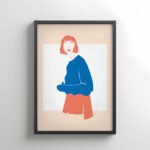 Woman Blue Framed Contemporary Art