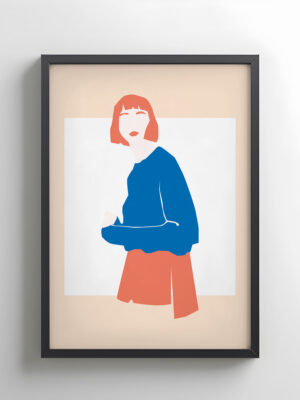 Woman Blue Framed Contemporary Art