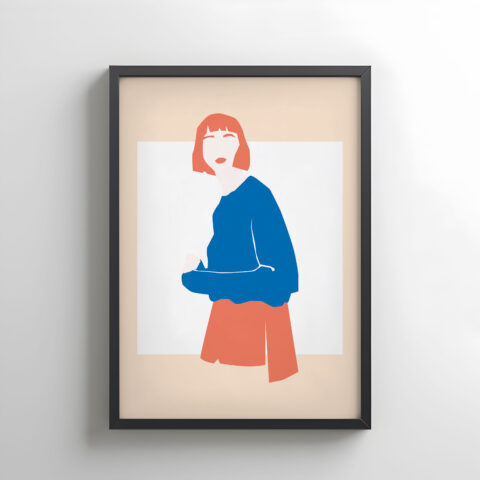 Woman Blue Framed Contemporary Art