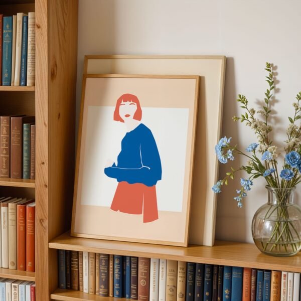 Woman Blue Framed Contemporary Art