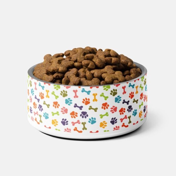 Colorful Paws and Bones Pet Bowl