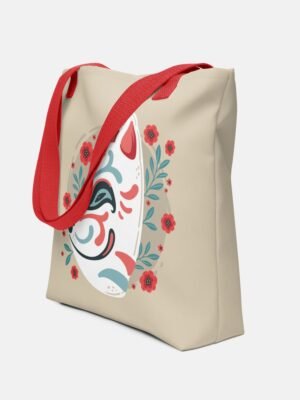 Japanese Kitsune Floral Tote Bag