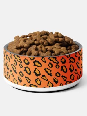 Orange Cheetah Print Pet Bowl