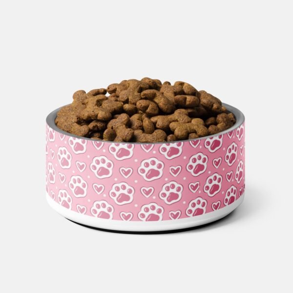 Pink Paws and Hearts Pet Bowl