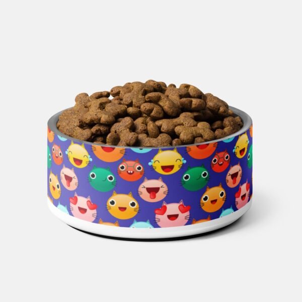 Playful Kitten Faces Pet Bowl