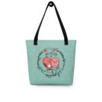 Floral Heart Lovebirds Tote Bags