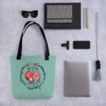 Floral Heart Lovebirds Tote Bags