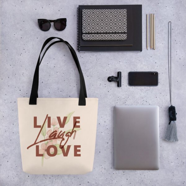 Floral Live Laugh Love Tote Bag