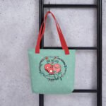 Floral Heart Lovebirds Tote Bags