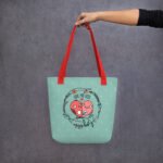 Floral Heart Lovebirds Tote Bags