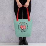 Floral Heart Lovebirds Tote Bags