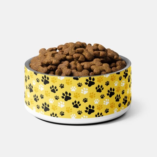 Yellow Paw Pattern Pet Bowl