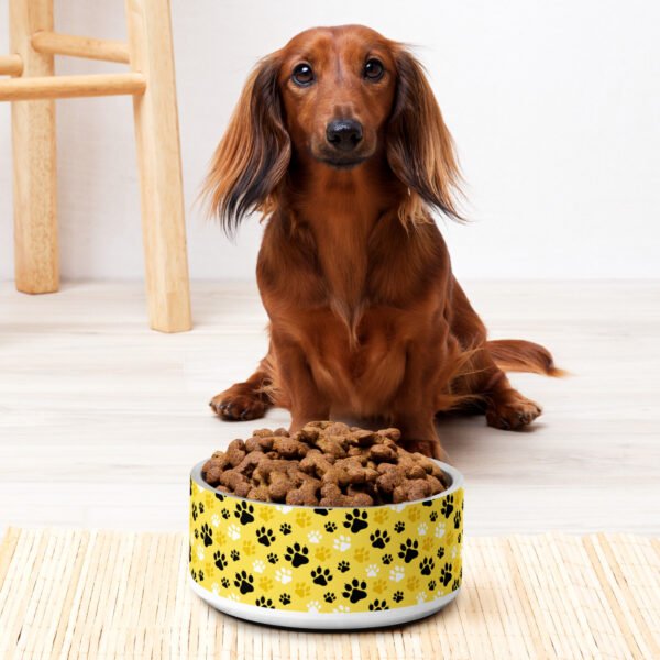 Yellow Paw Pattern Pet Bowl