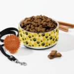 Yellow Paw Pattern Pet Bowl