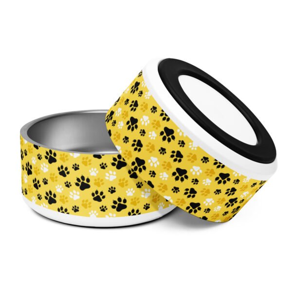 Yellow Paw Pattern Pet Bowl