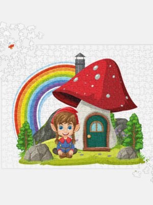 Gnome Girl and Rainbow Jigsaw Puzzle